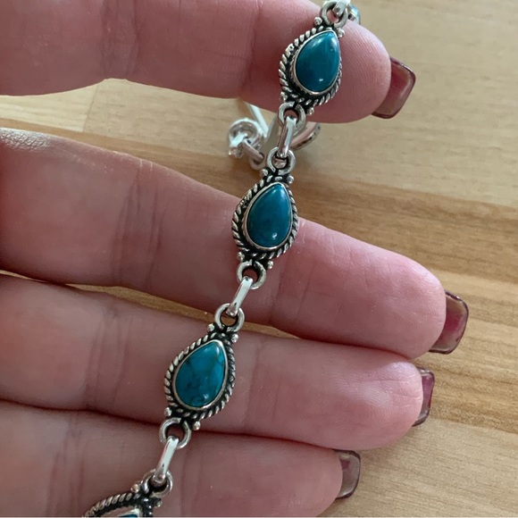 Chrysocolla Solid 925 Sterling Silver Bracelet - Picture 3 of 6